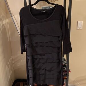 White House Black Market Black Layered Long Sleeve Dress